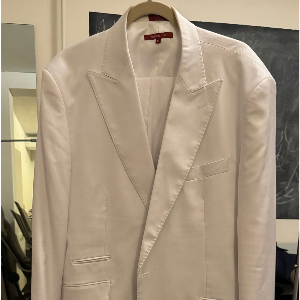 Statement Super 180 wool all white 3 piece suit